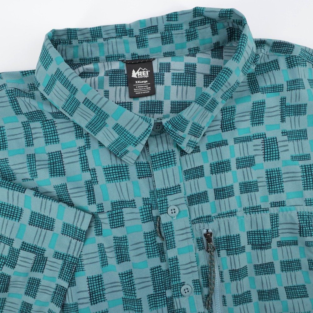 REI Co-op Trailmade Shirt Performance Hiking Teal Short Sleeve Mens XXL Outdoor